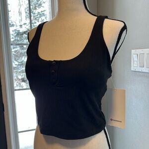 lululemon athletica Black Ribbed Cropped Tank